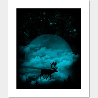 shirt deer at night Posters and Art